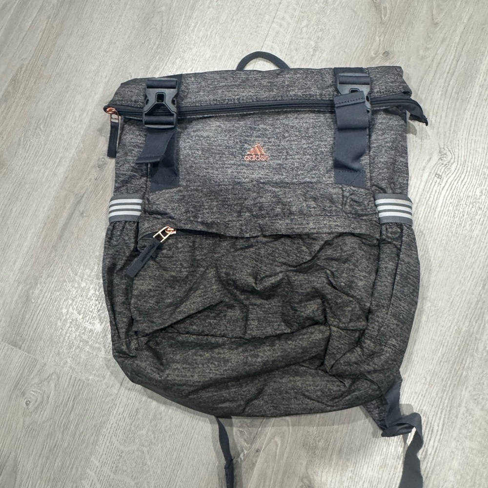 EUC l Adidas l Yola 2 Backpack l Grey + Rose Gold Tone Details